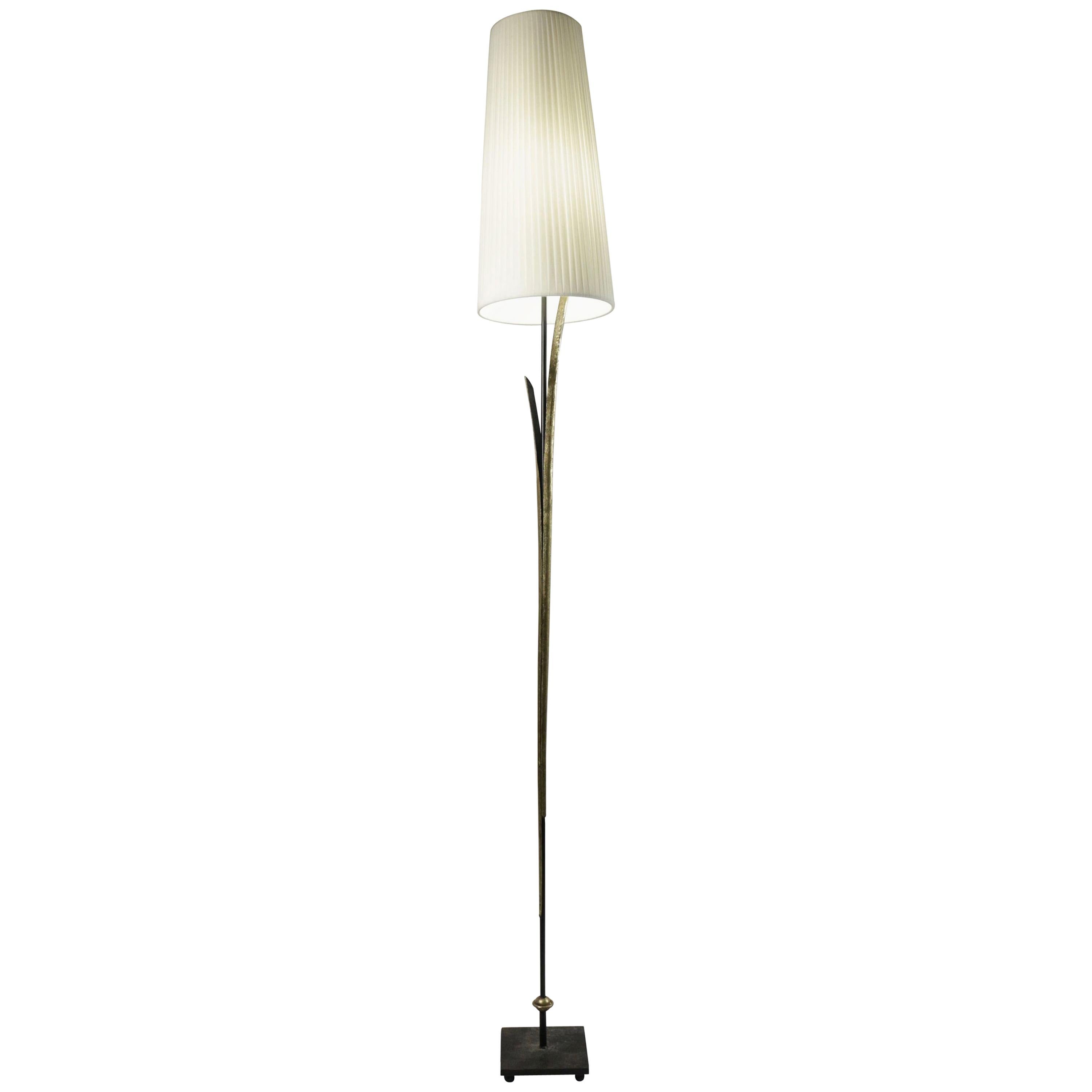 Tall Floor Lamps from the 1980s in Painted Gold Metal For Sale