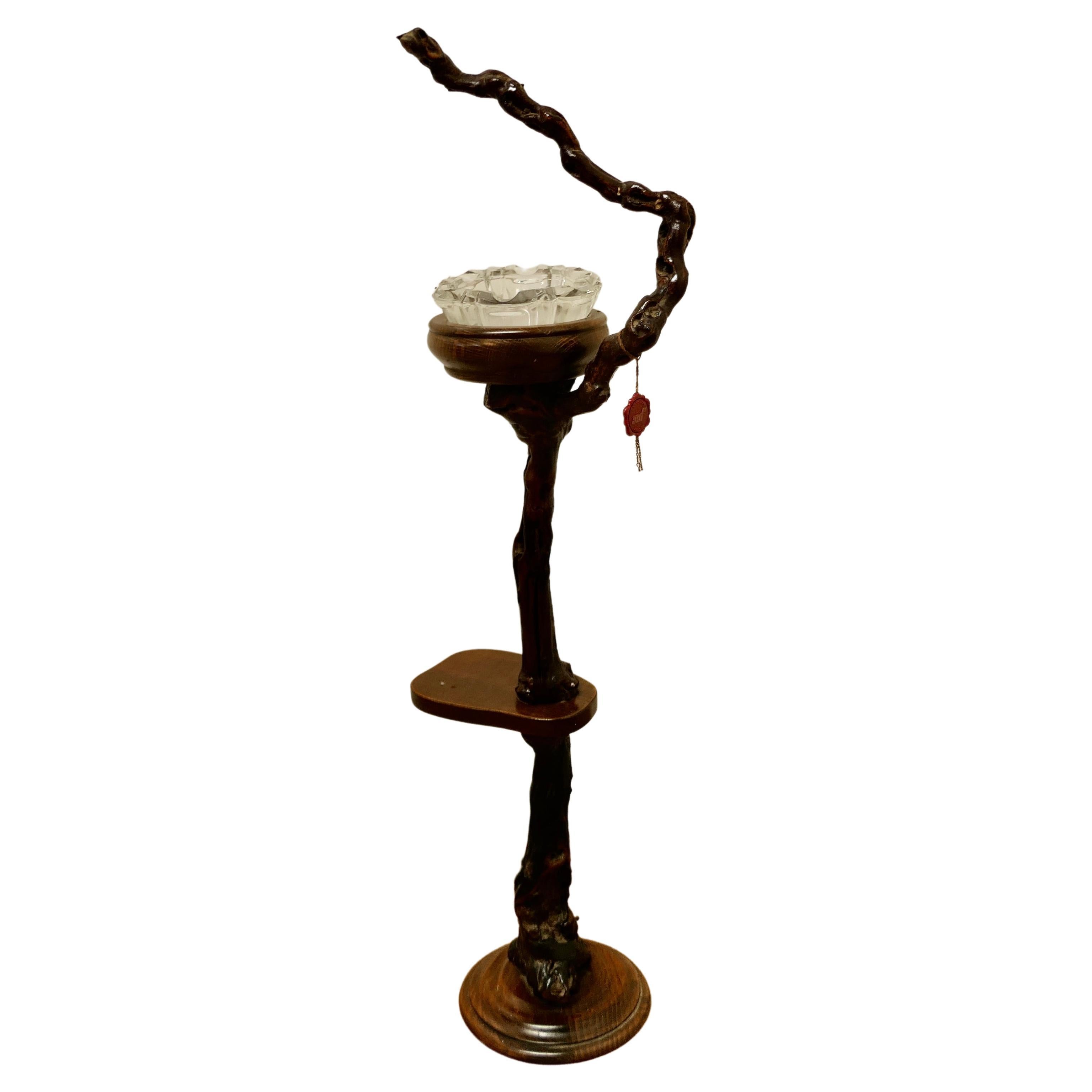 Tall Floor Standing Brier Ash Tray, by Philippe Fulon For Sale