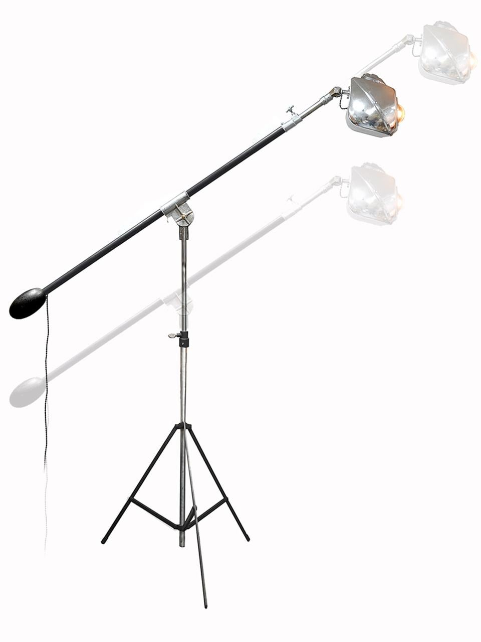 American Tall Floor Standing Triple Bulb Boom Light on Tripod Base For Sale