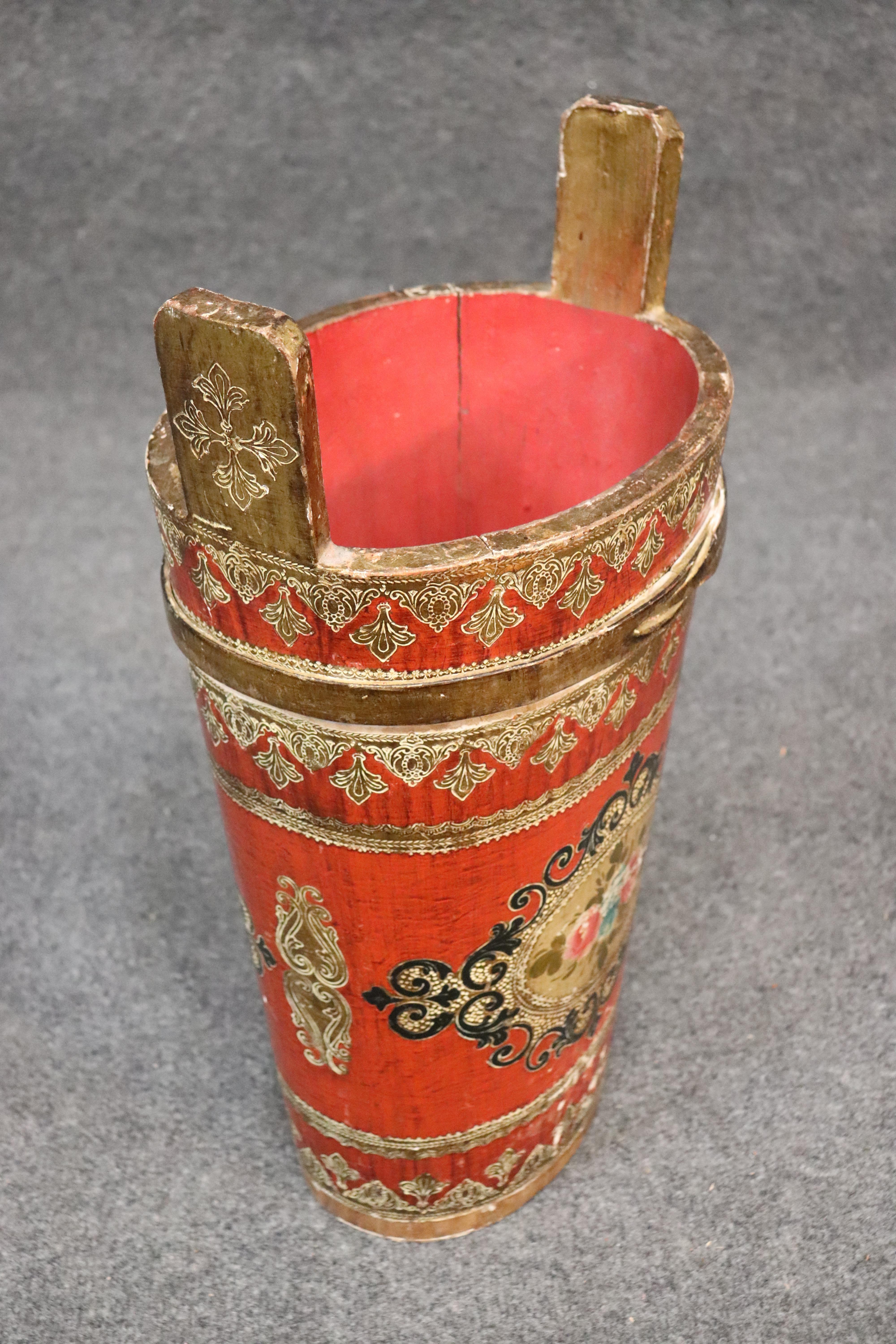This is a gorgeous Florentine waste paper basket. Measures 21 tall x 13 wide x 9 deep.