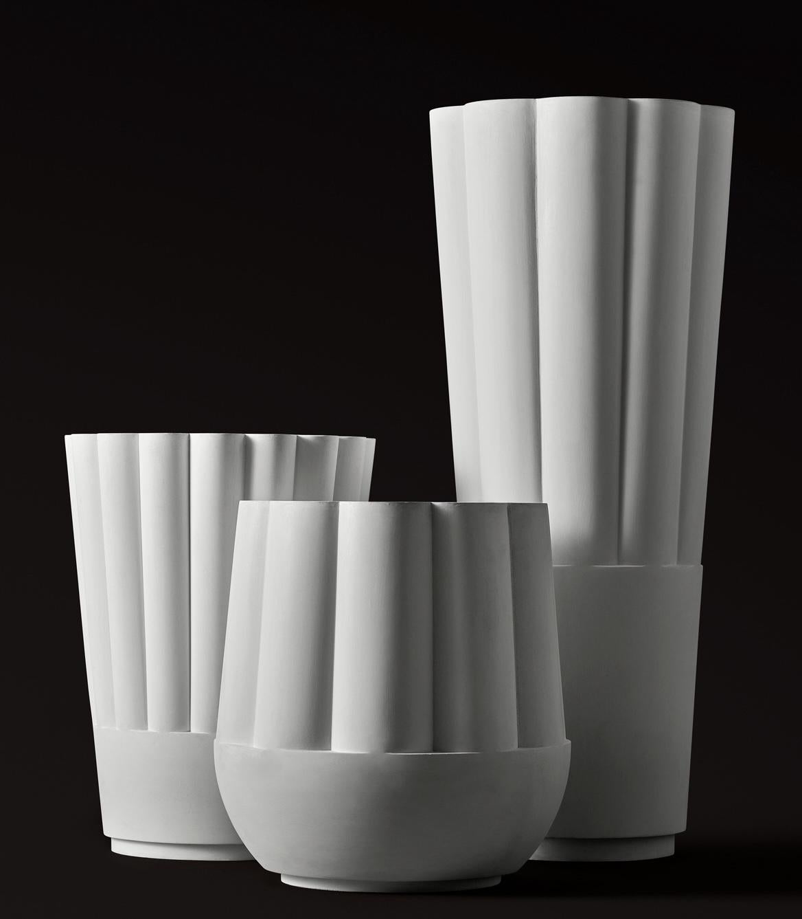 Art Deco Fluted vase planter, BYBLOS 03 by Sirak (tall) For Sale