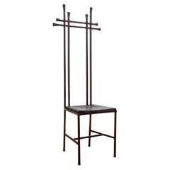 Vintage Tall Forged Statement Chair Artisan Throne Minimalist Wrought Iron Brutalist