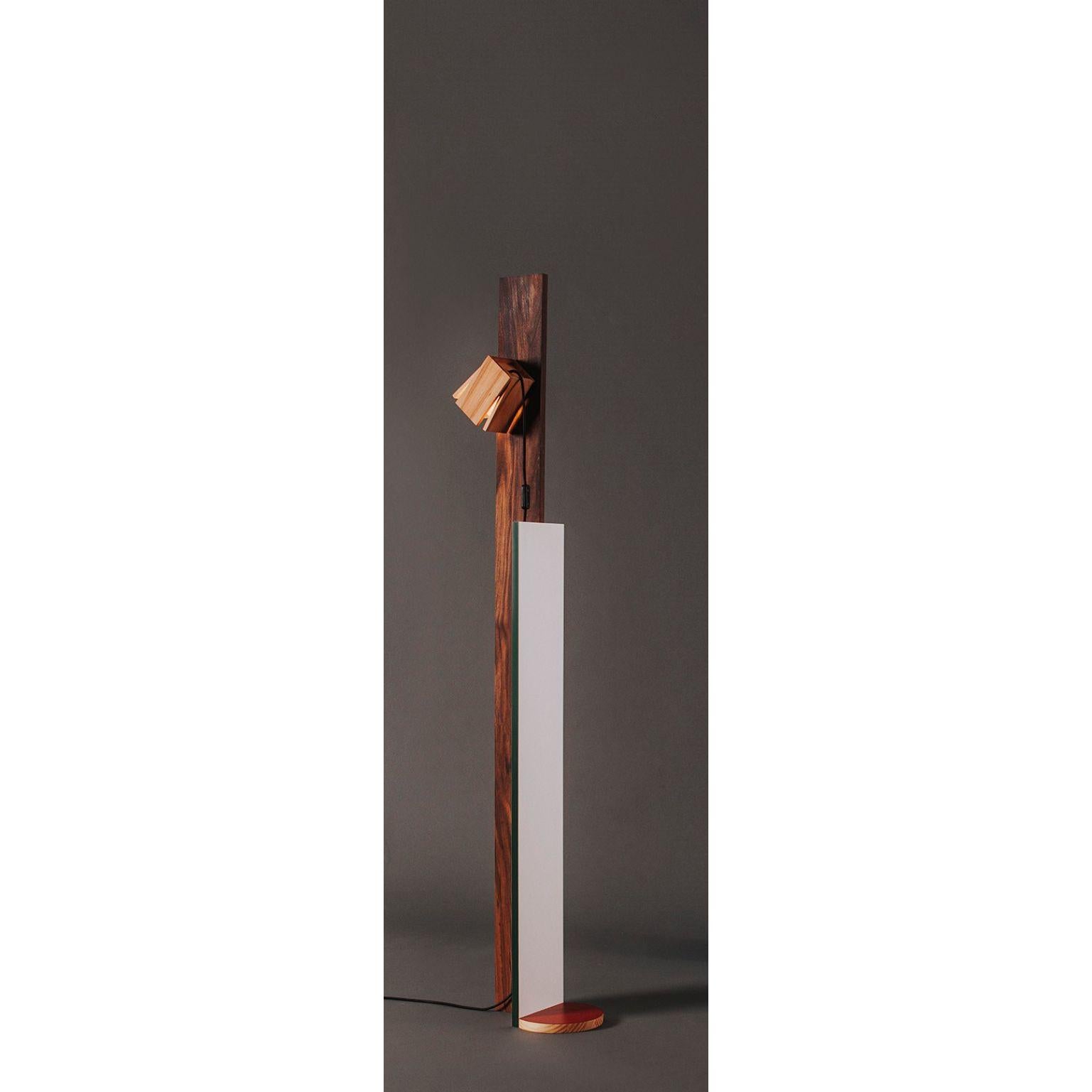 Tall formica floor lamp by Owl
Dimensions: H 190 x L 35 x W 35 cm
Materials: Solid wood, colourful formica

Formica is a series in which material defines form. The collection combines solid wood with colourful Formica, creating a furniture