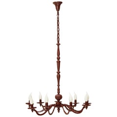 Retro Tall French 1940s Painted Iron Chandelier