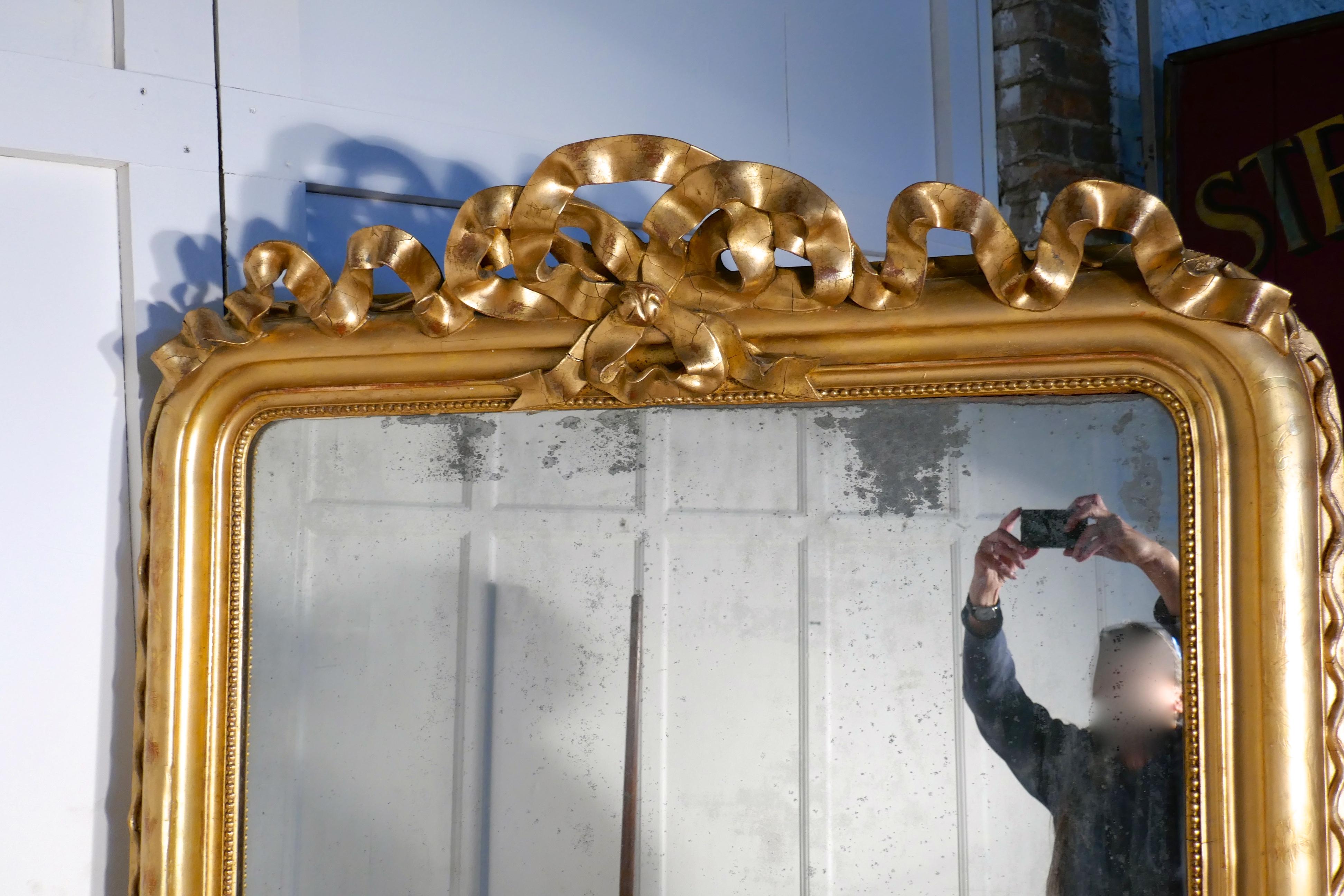 Tall French 19th Century Decorated Louis Philippe Wall Mirror In Good Condition In Godshill, Isle of Wight