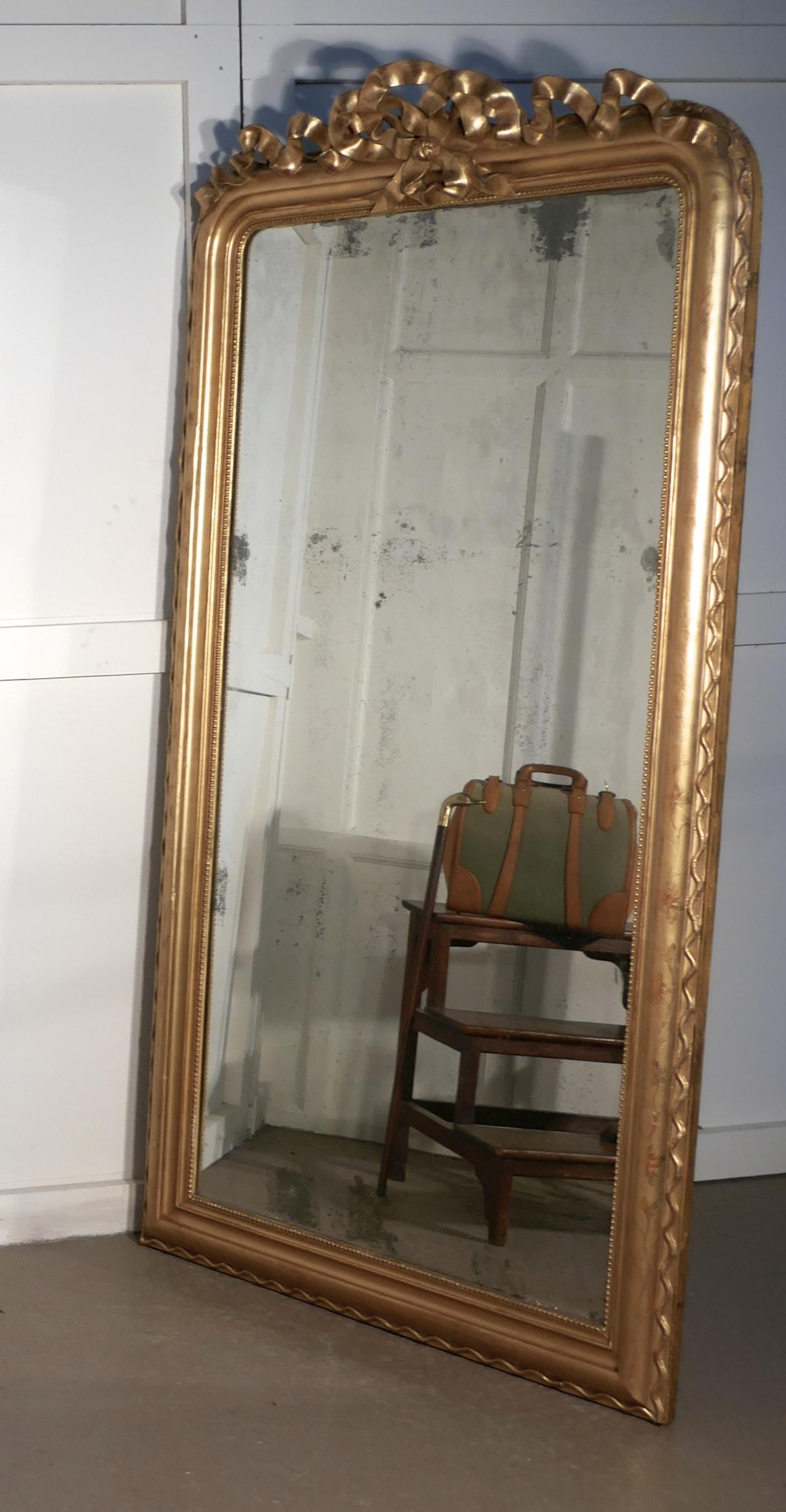 17th Century Tall French 19th Century Decorated Louis Philippe Wall Mirror