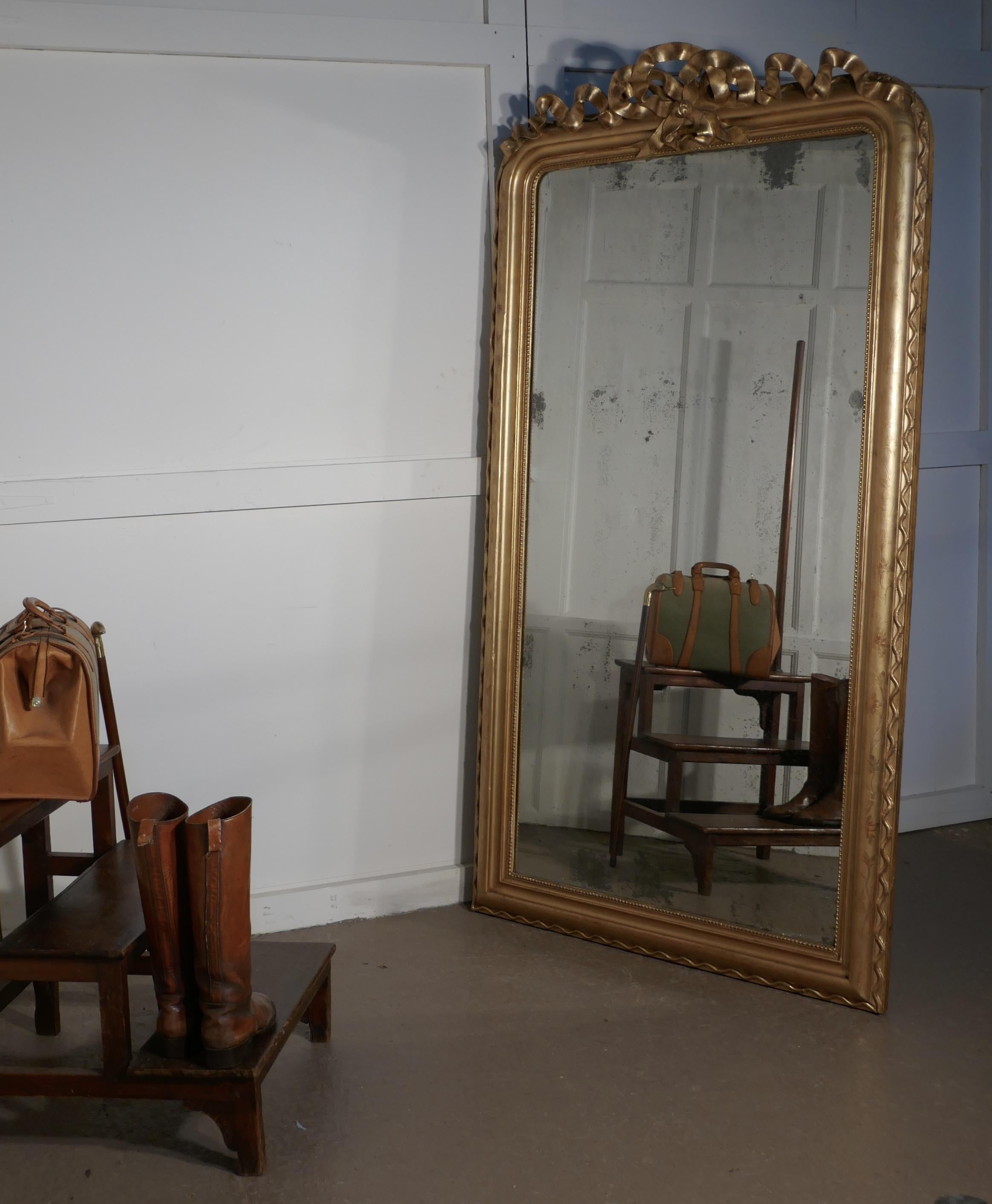 Tall French 19th Century Decorated Louis Philippe Wall Mirror 1