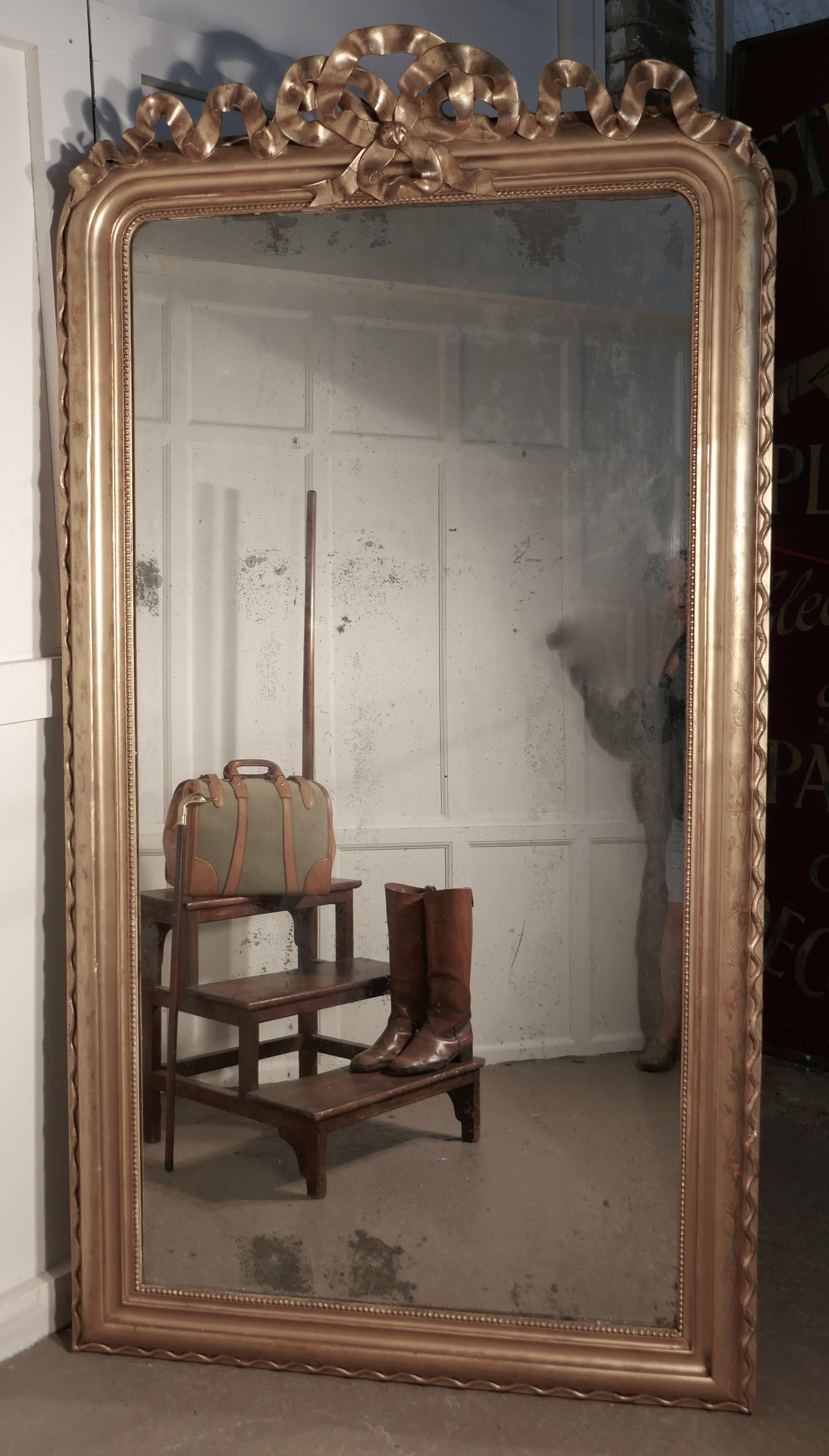 Tall French 19th Century Decorated Louis Philippe Wall Mirror 2