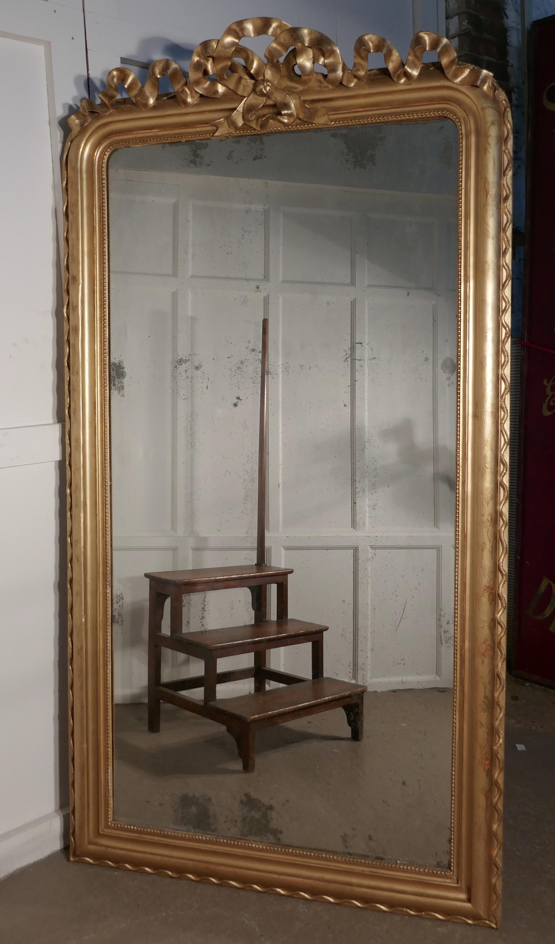 Tall French 19th Century Decorated Louis Philippe Wall Mirror 3