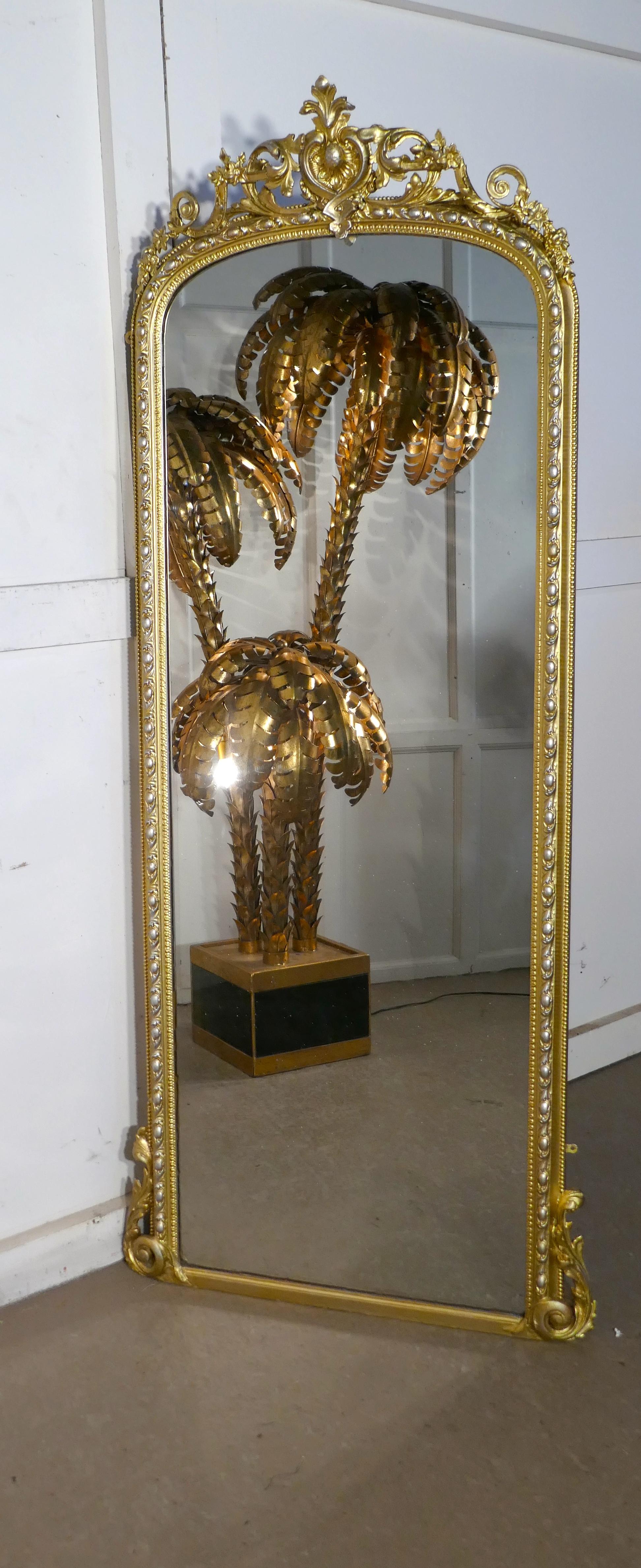 Tall French 19th Century Louis Philippe Wall Mirror Decorated in Silver and Gold In Good Condition In Godshill, Isle of Wight