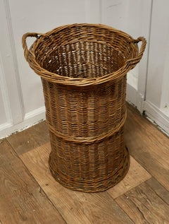 Tall French Antique Wicker Bread Basket