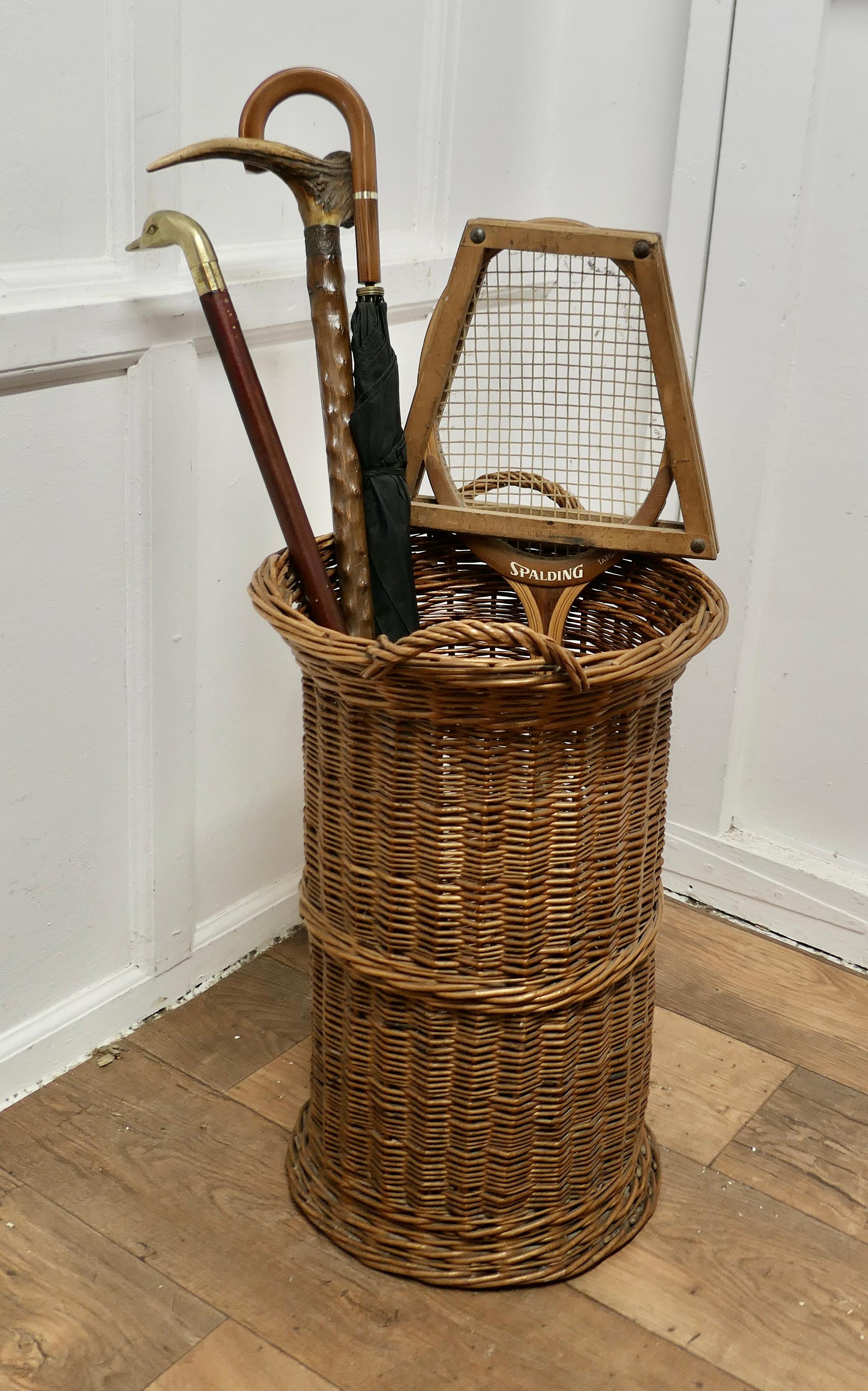 19th Century Tall French Antique Wicker Bread Basket   