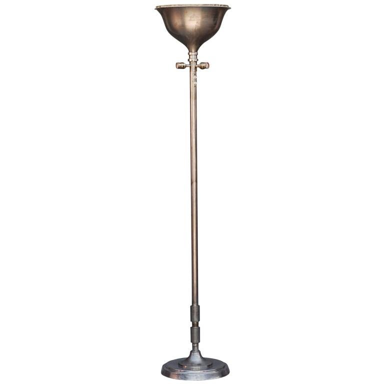 Tall French Art Deco Chrome Floor Lamp For Sale