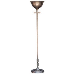 Vintage Tall French Art Deco Chrome Floor Lamp