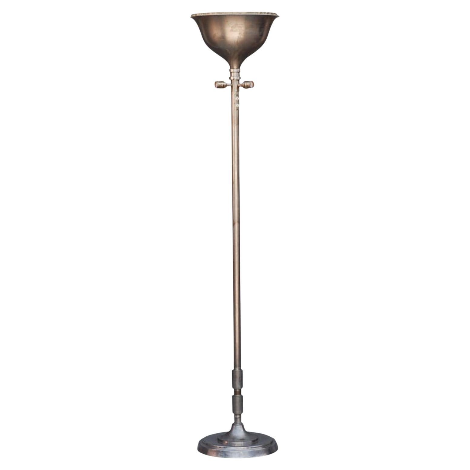 Tall French Art Deco Chrome Floor Lamp For Sale