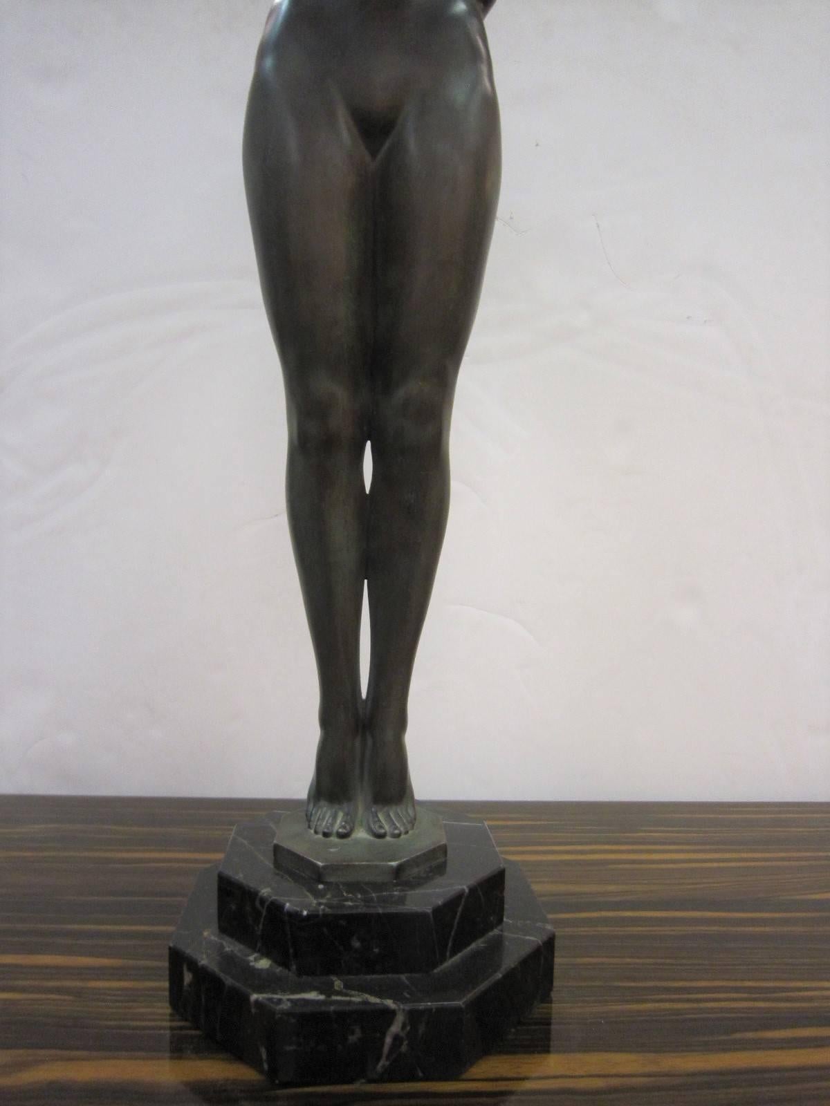 20th Century Tall French Art Deco Figural Lamp 