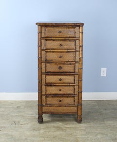 Tall French Bamboo Bedside Commode