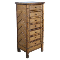 Antique Tall French Bamboo Bedside Commode