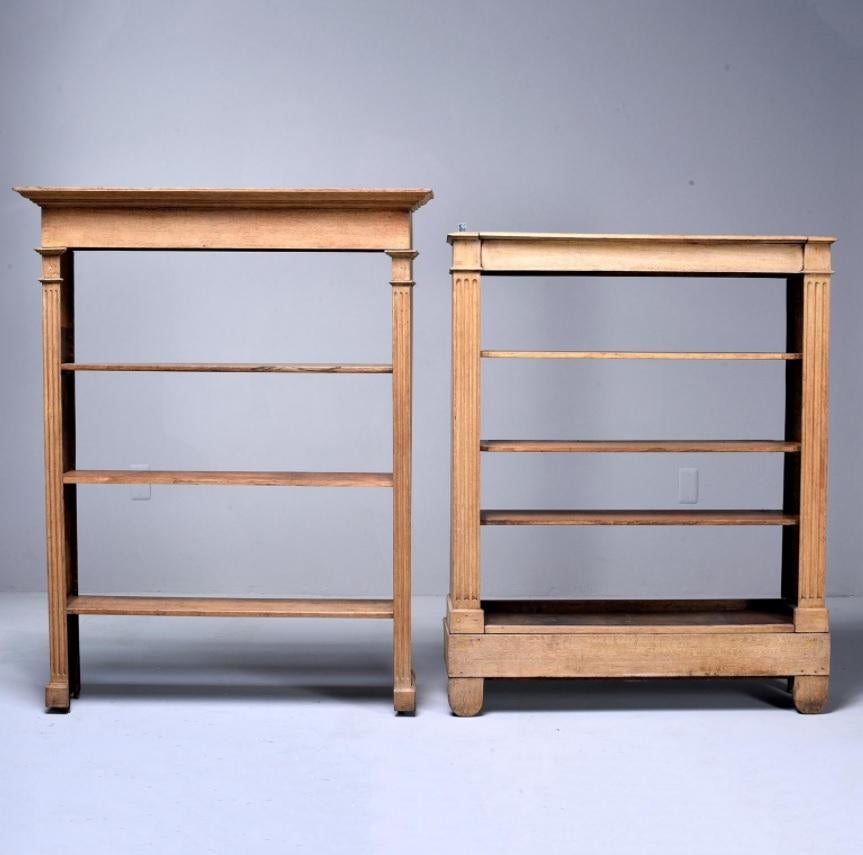 20th Century Tall French Bleached Oak Bookcase or Étagère with Adjustable Shelves