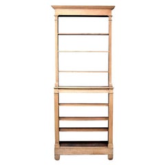 Antique Tall French Bleached Oak Bookcase or Étagère with Adjustable Shelves