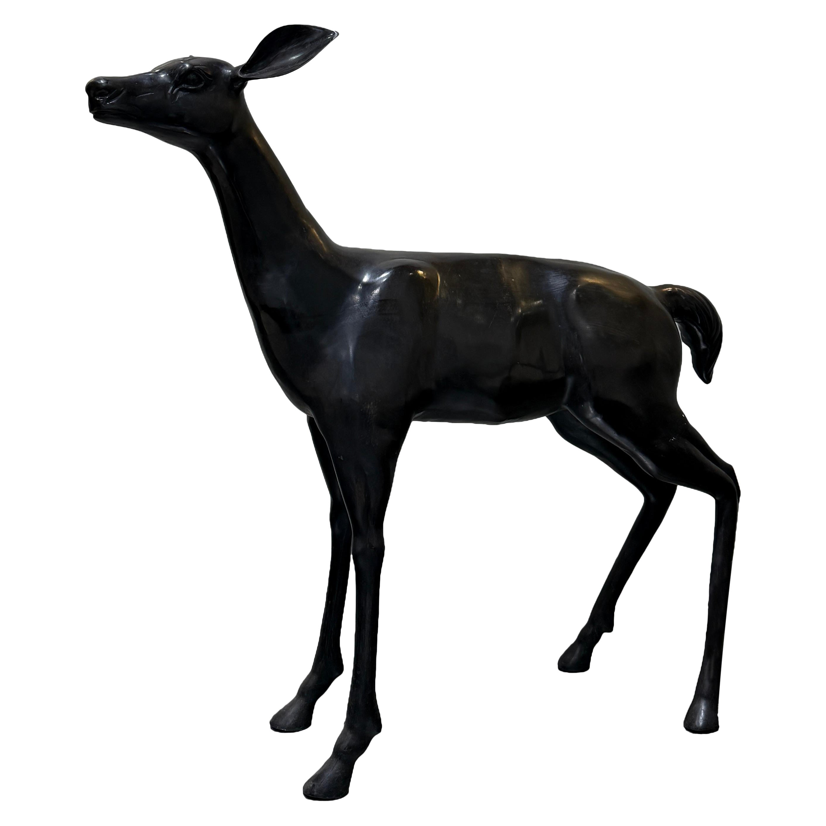 Scultura alta di cervo in bronzo francese del 1960 circa in vendita