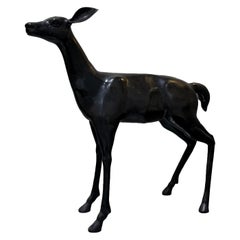 Tall french bronze deer sculpture circa 1960