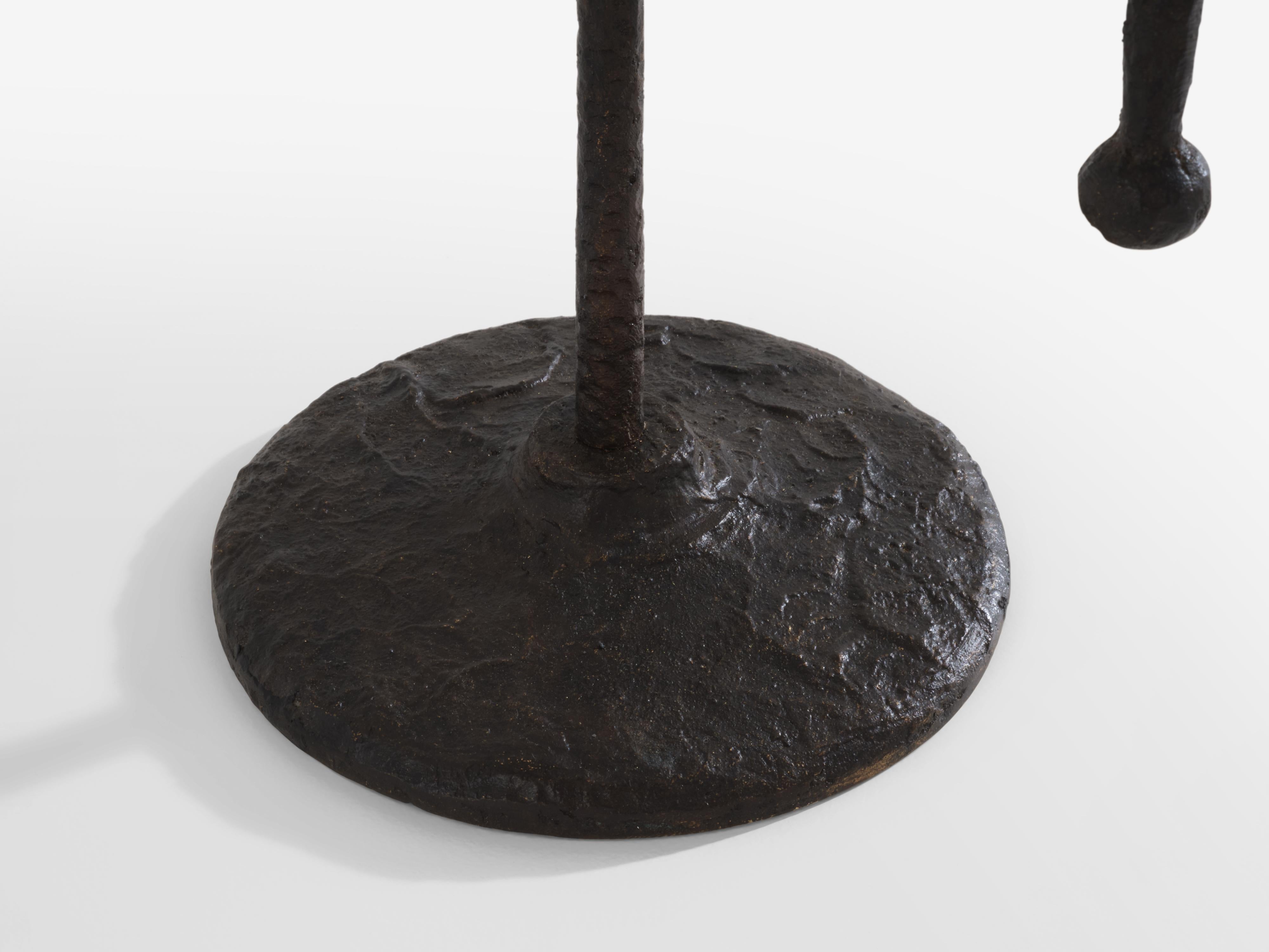 Mid-20th Century Tall French brutalist bronze candlestick 1940 For Sale
