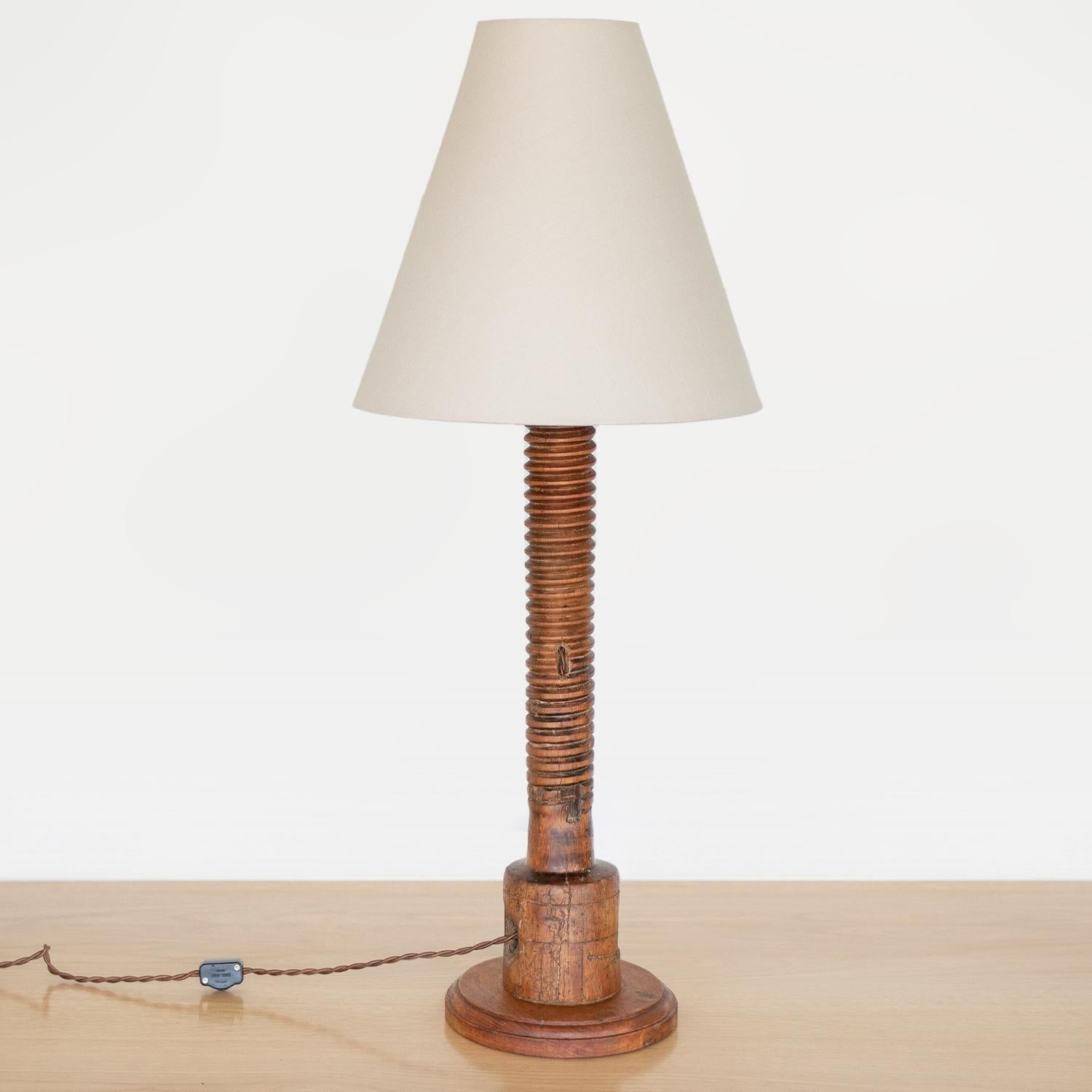 20th Century Tall French Carved Wood Table Lamp For Sale