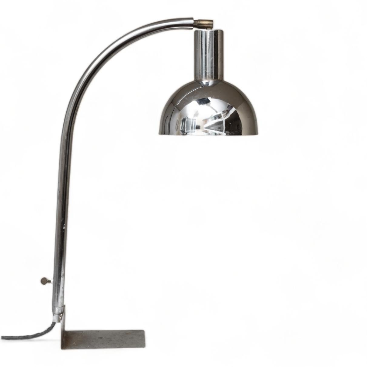 Tall French Chrome-plated steel desk lamp circa 1950