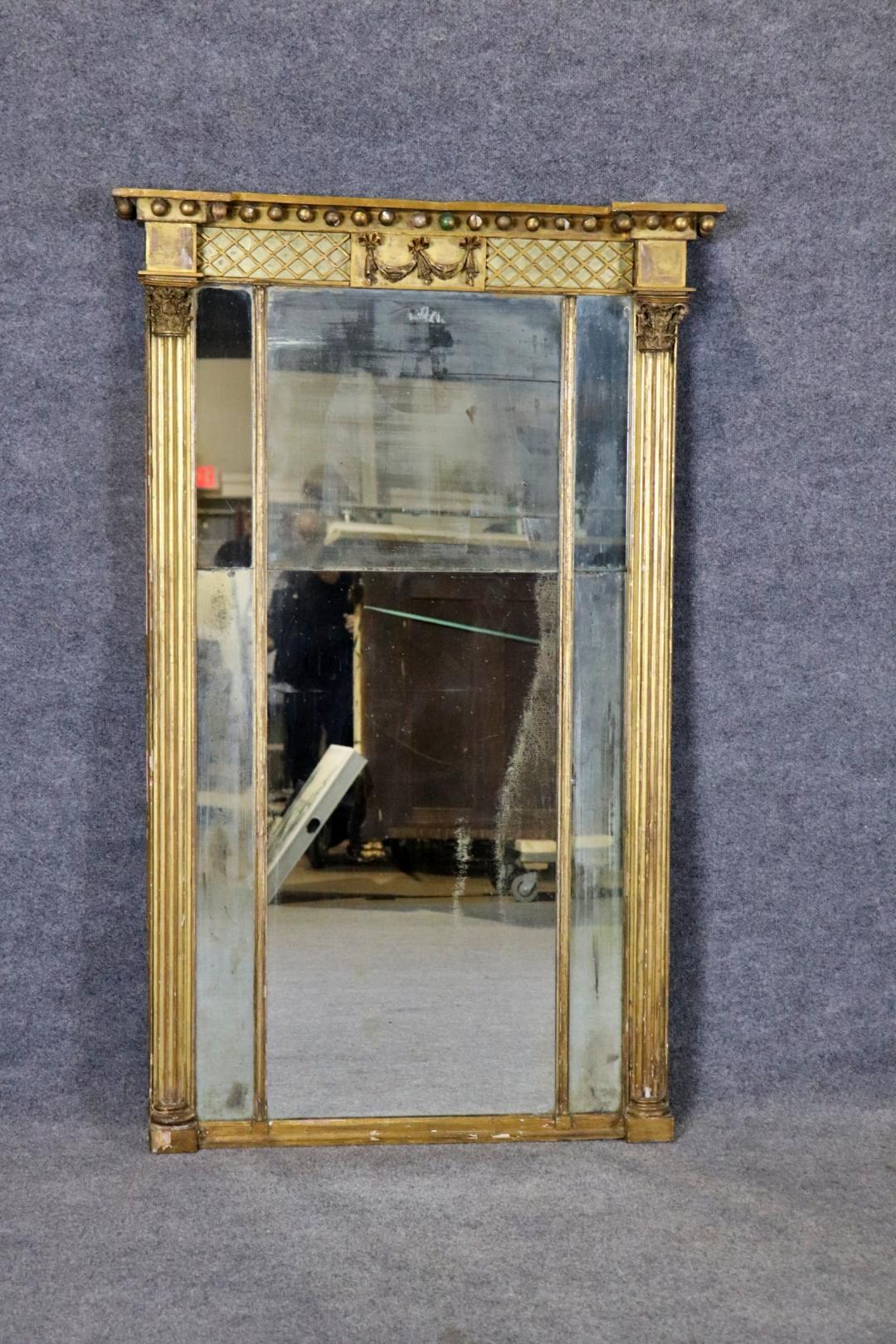 Großer französischer Empire Antique Giltwood Mirror 5