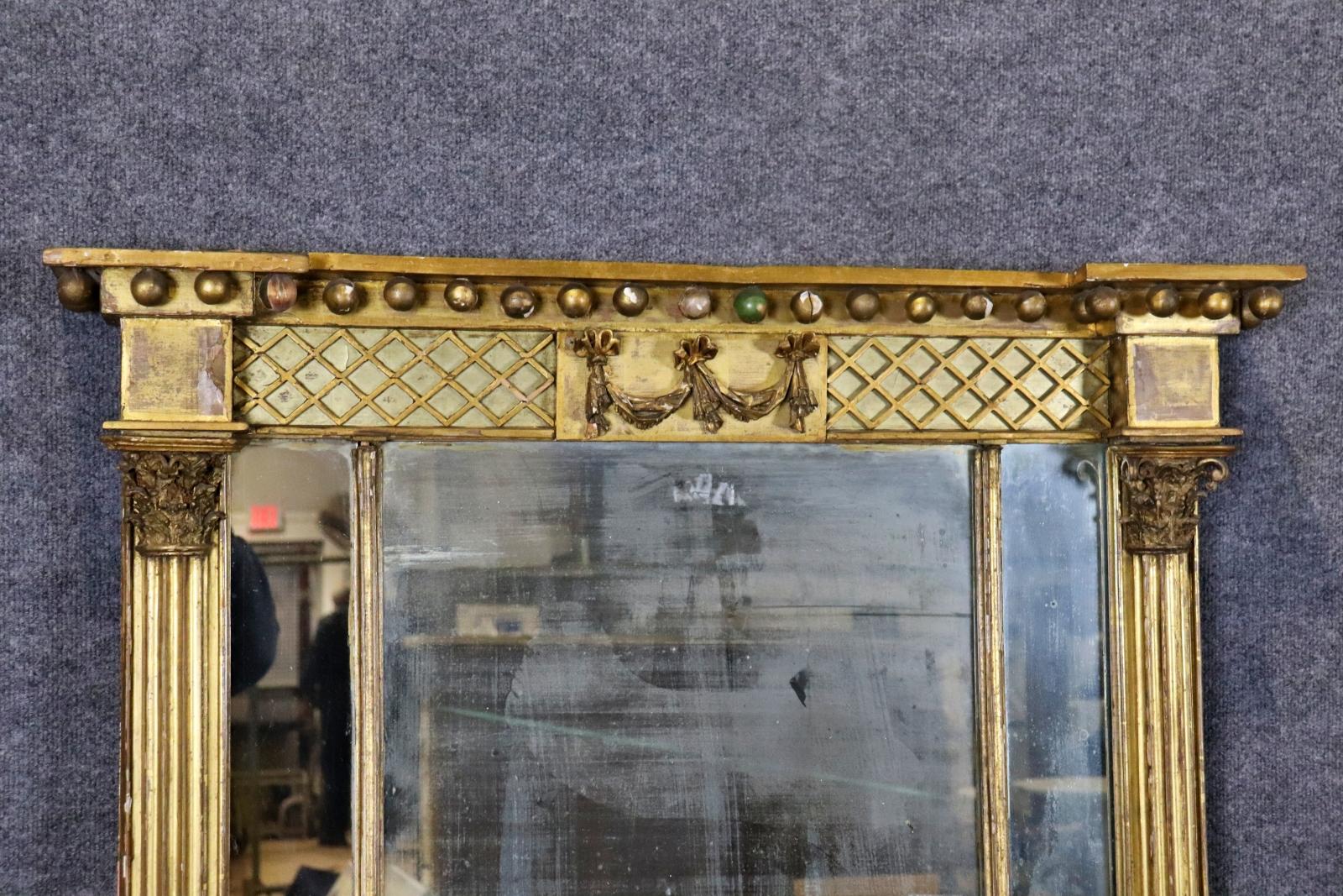 Großer französischer Empire Antique Giltwood Mirror (Französisch)