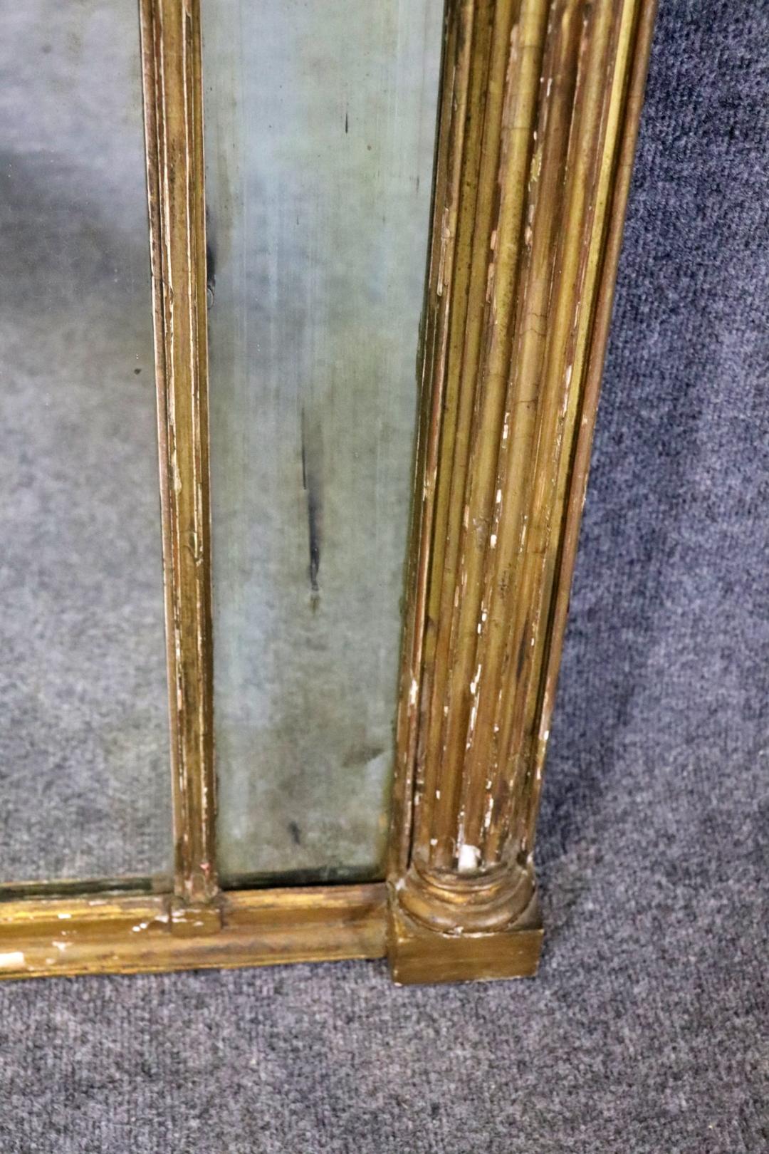 Großer französischer Empire Antique Giltwood Mirror (Spätes 19. Jahrhundert)