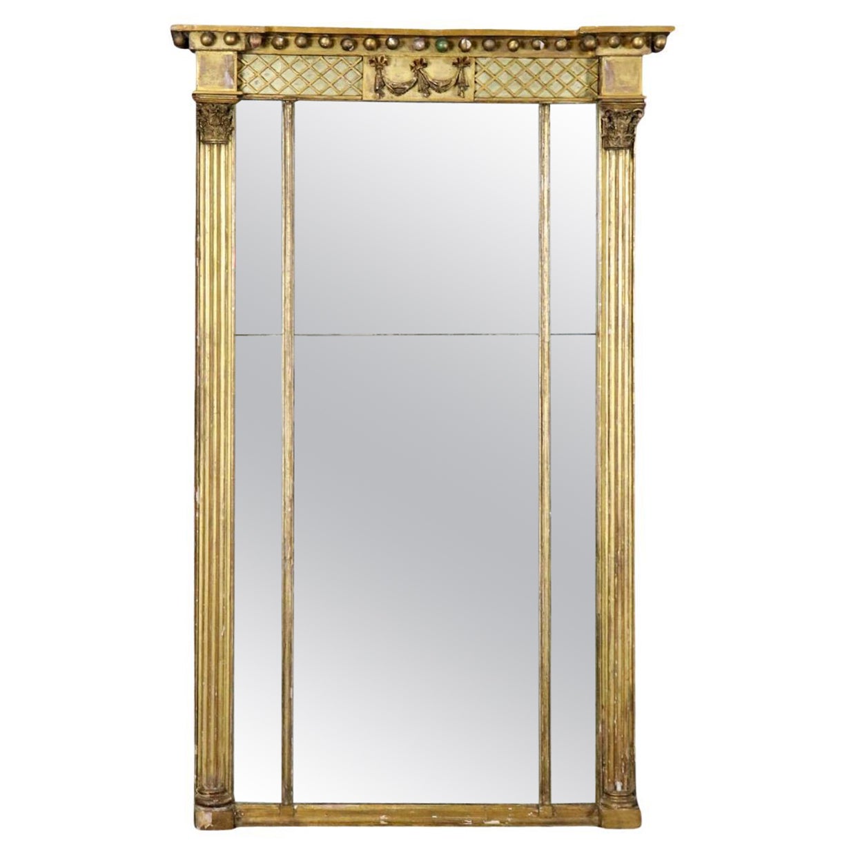 Großer französischer Empire Antique Giltwood Mirror