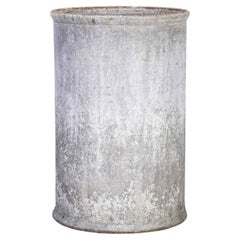 Antique Tall French Galvanised Steel Heavy Weight Container