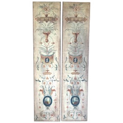 Tall French Hand Painted Fabric on Board Panels