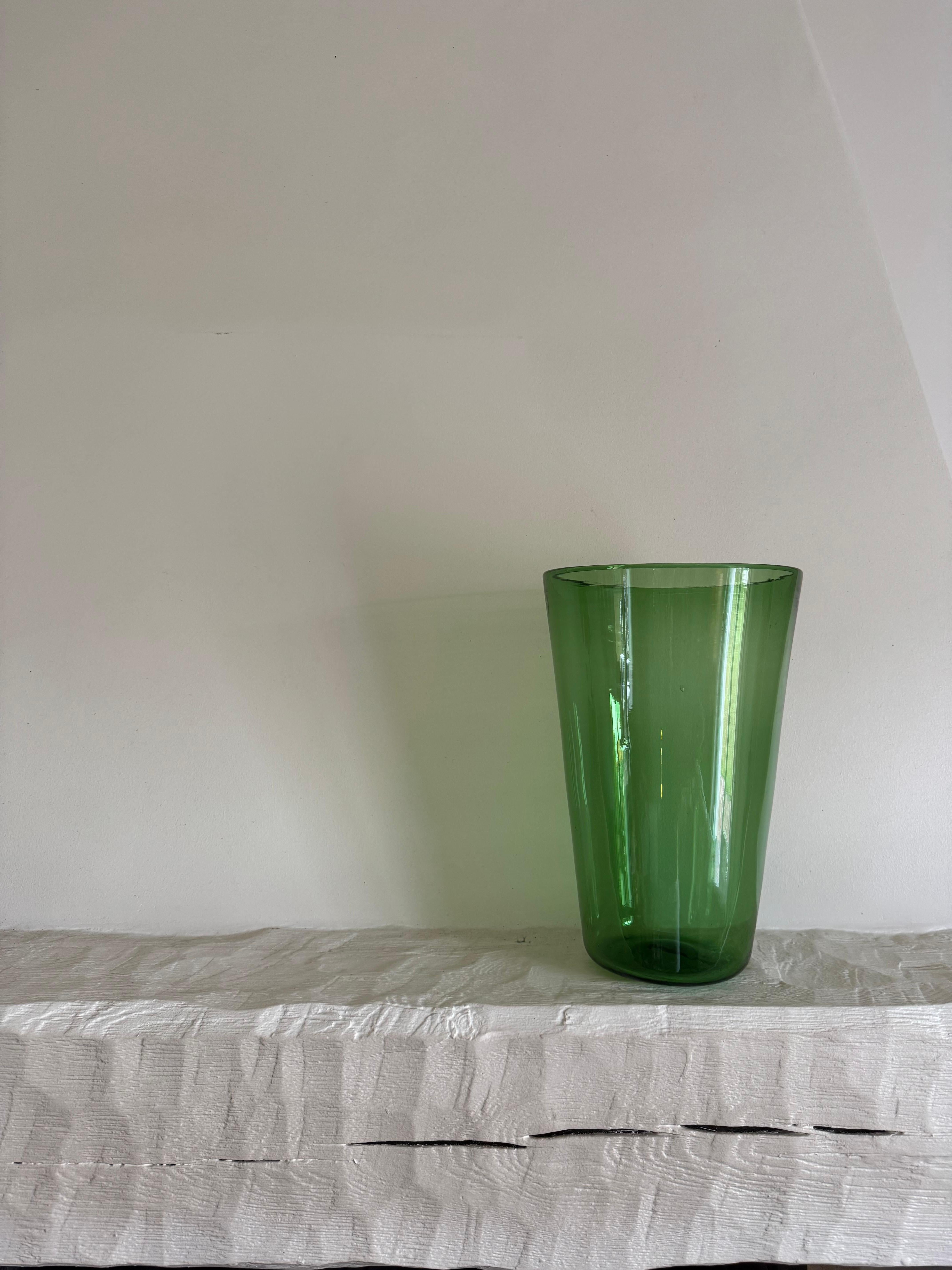 Hand-Crafted Tall French handblown vase pontil mark