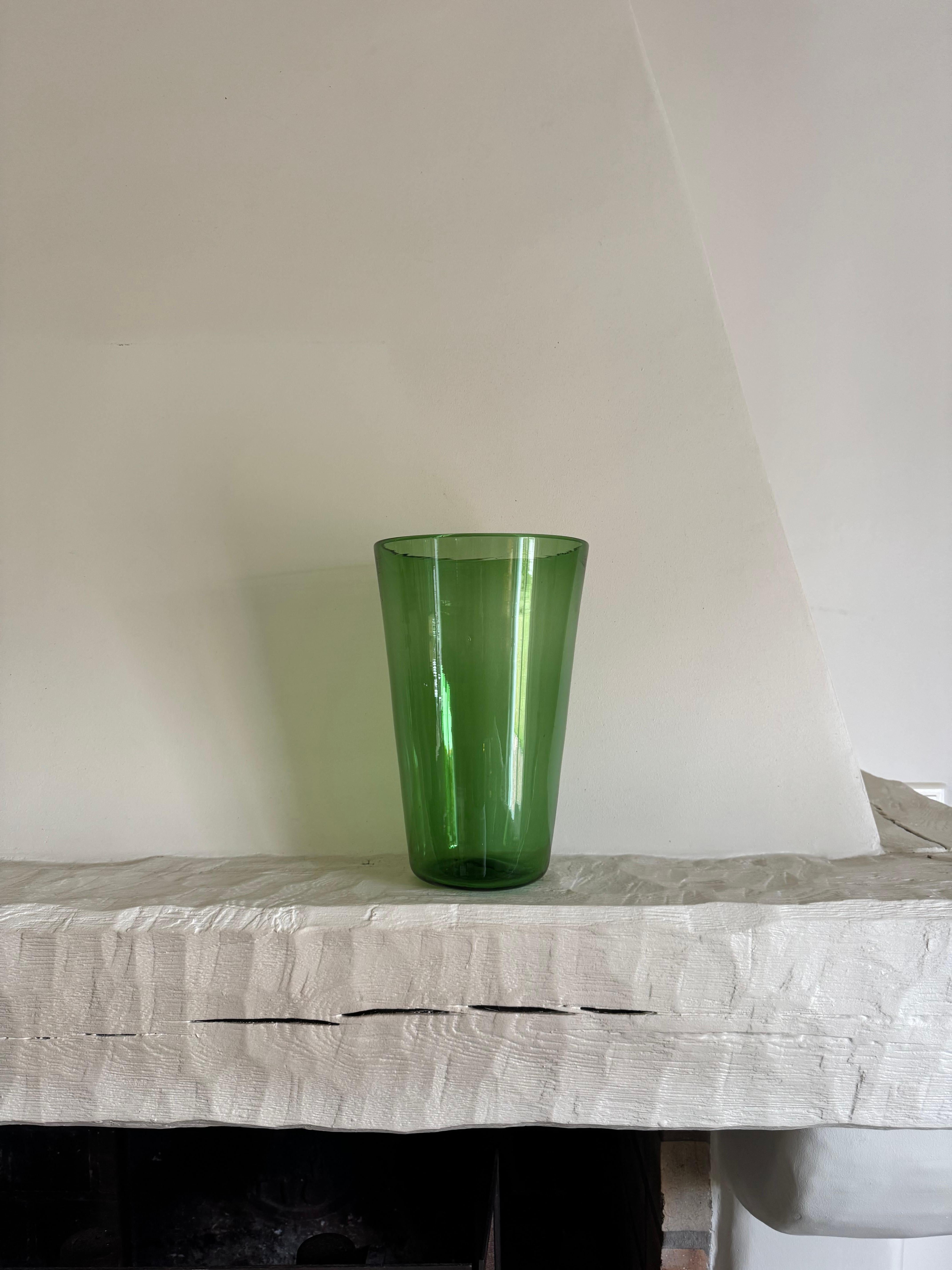 Tall French handblown vase pontil mark 1