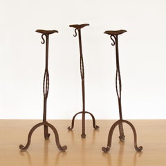 1940s Tall French Iron Candlestick