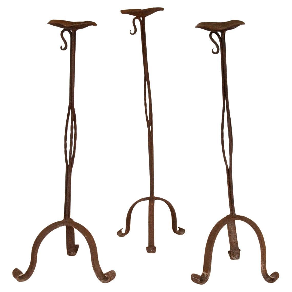 Tall French Iron Candlestick