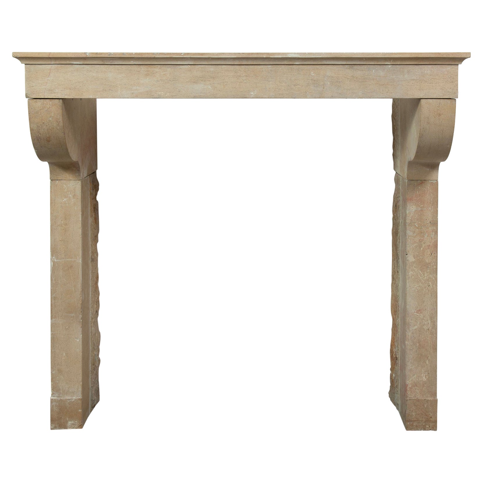 Tall French Limestone Fireplace Mantel