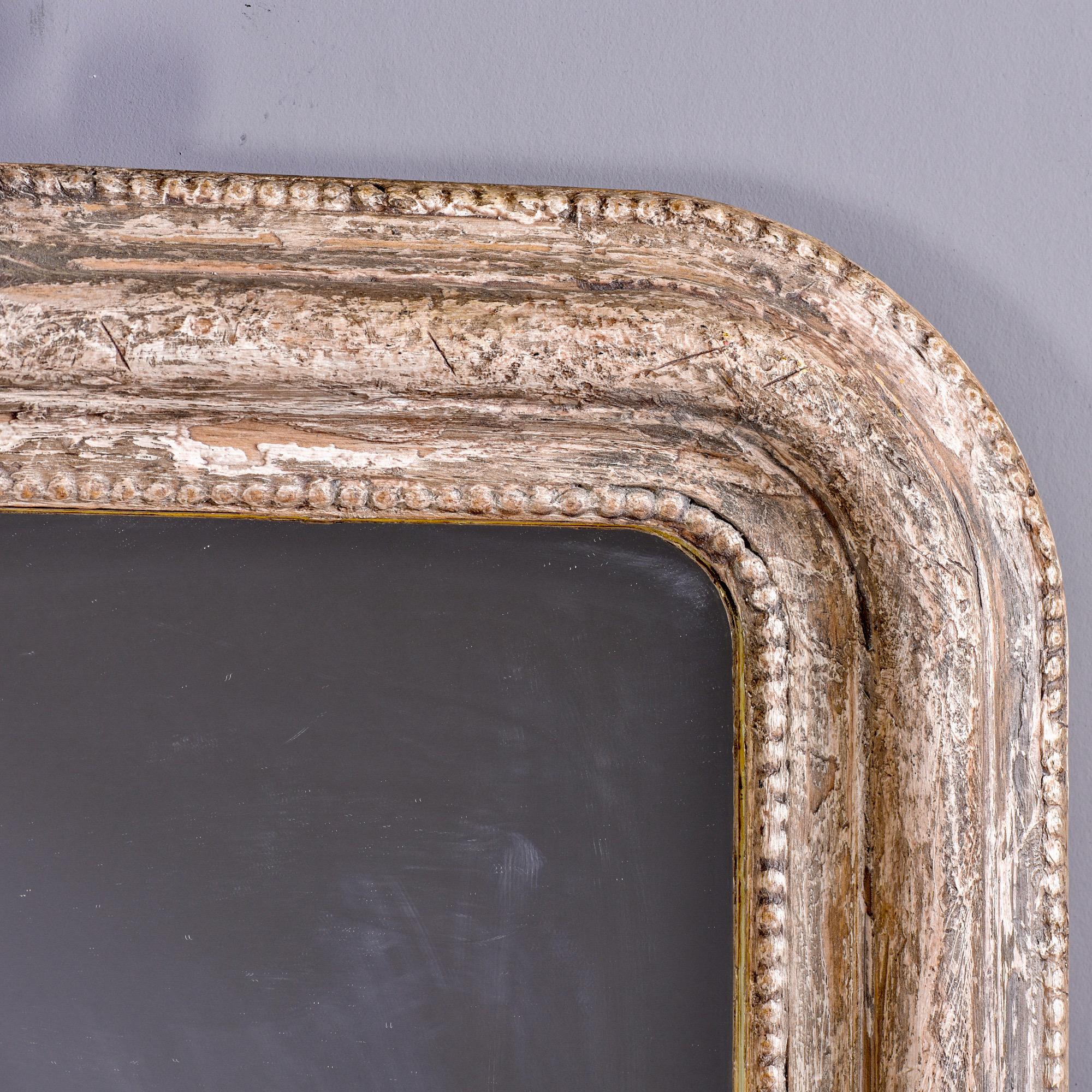 Tall French Louis Philippe Mirror with White Paint For Sale 4