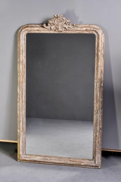 Tall French Louis Philippe Mirror with White Paint