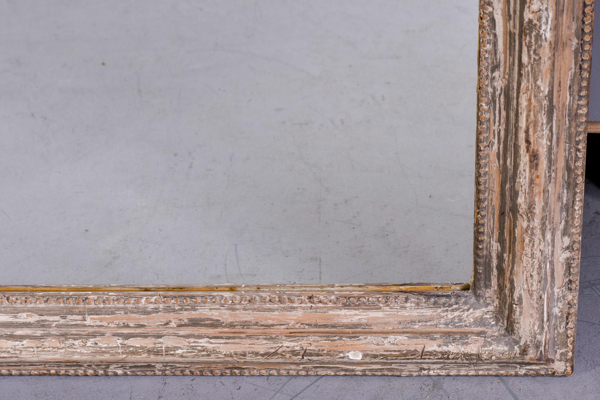 Wood Tall French Louis Philippe Mirror with White Paint For Sale