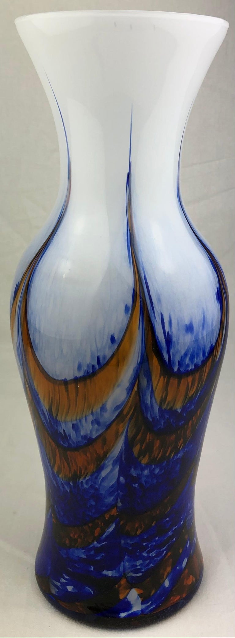 20th Century Tall French Midcentury Art Glass Vase Attributed to Schneider Glassworks For Sale