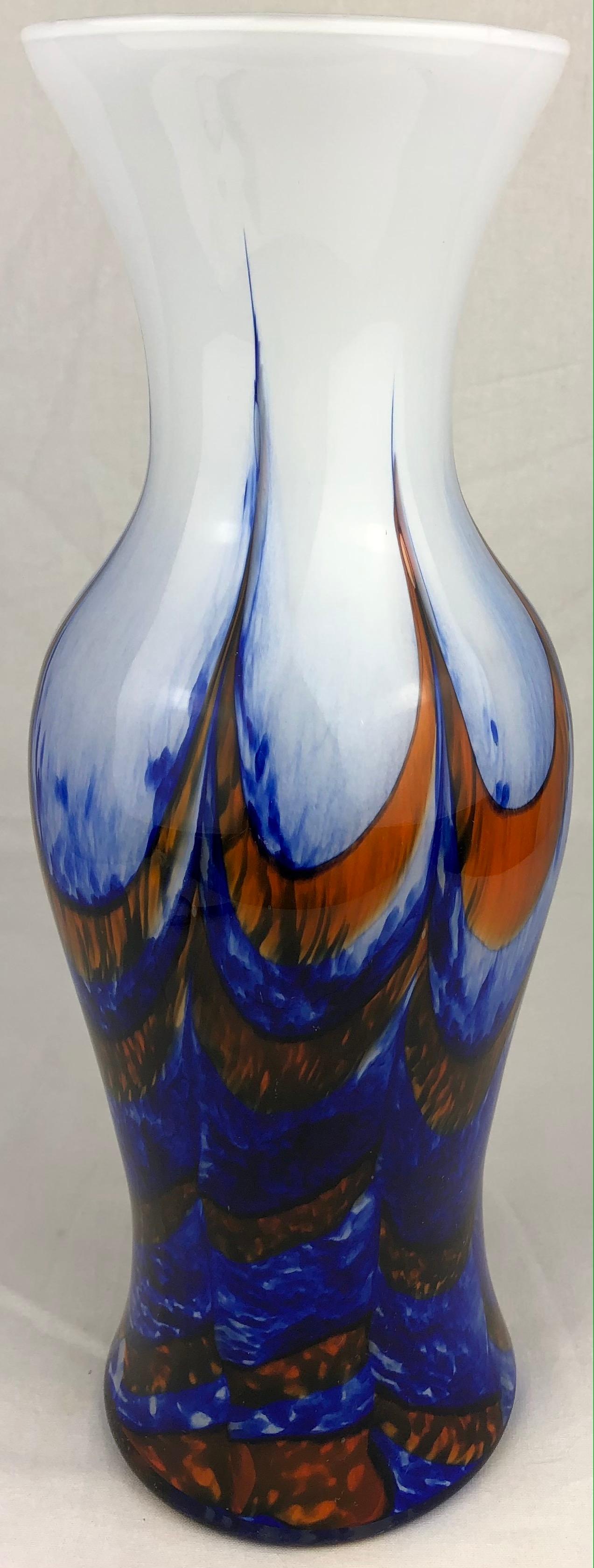 Mid-Century Modern Tall French Midcentury Art Glass Vase Attributed to Schneider Glassworks For Sale