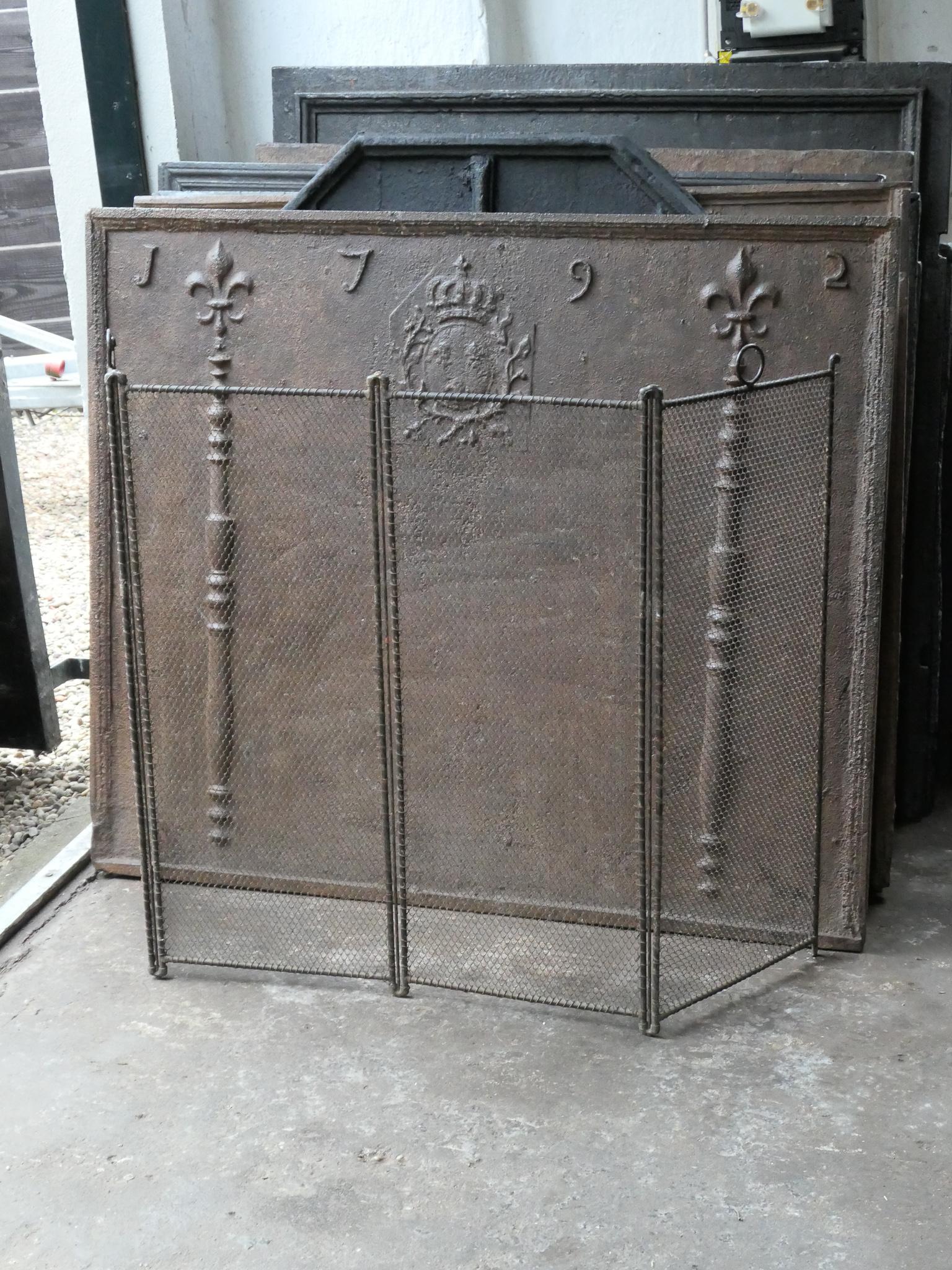 Tall French Napoleon III Fireplace Screen or Fire Screen, 19th Century In Good Condition In Amerongen, NL