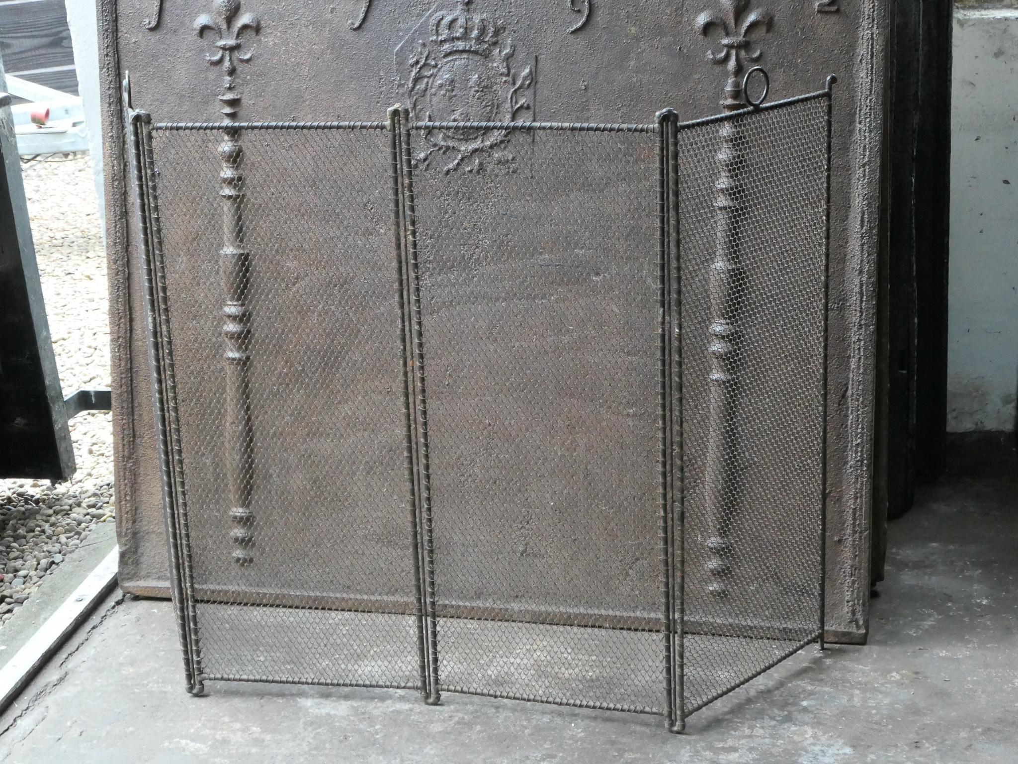 Iron Tall French Napoleon III Fireplace Screen or Fire Screen, 19th Century