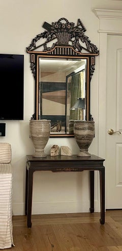 Tall French Neoclassical Carved Wood Mirror with Garden Motifs