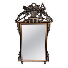 Tall French Neoclassical Carved Wood Mirror with Garden Motifs