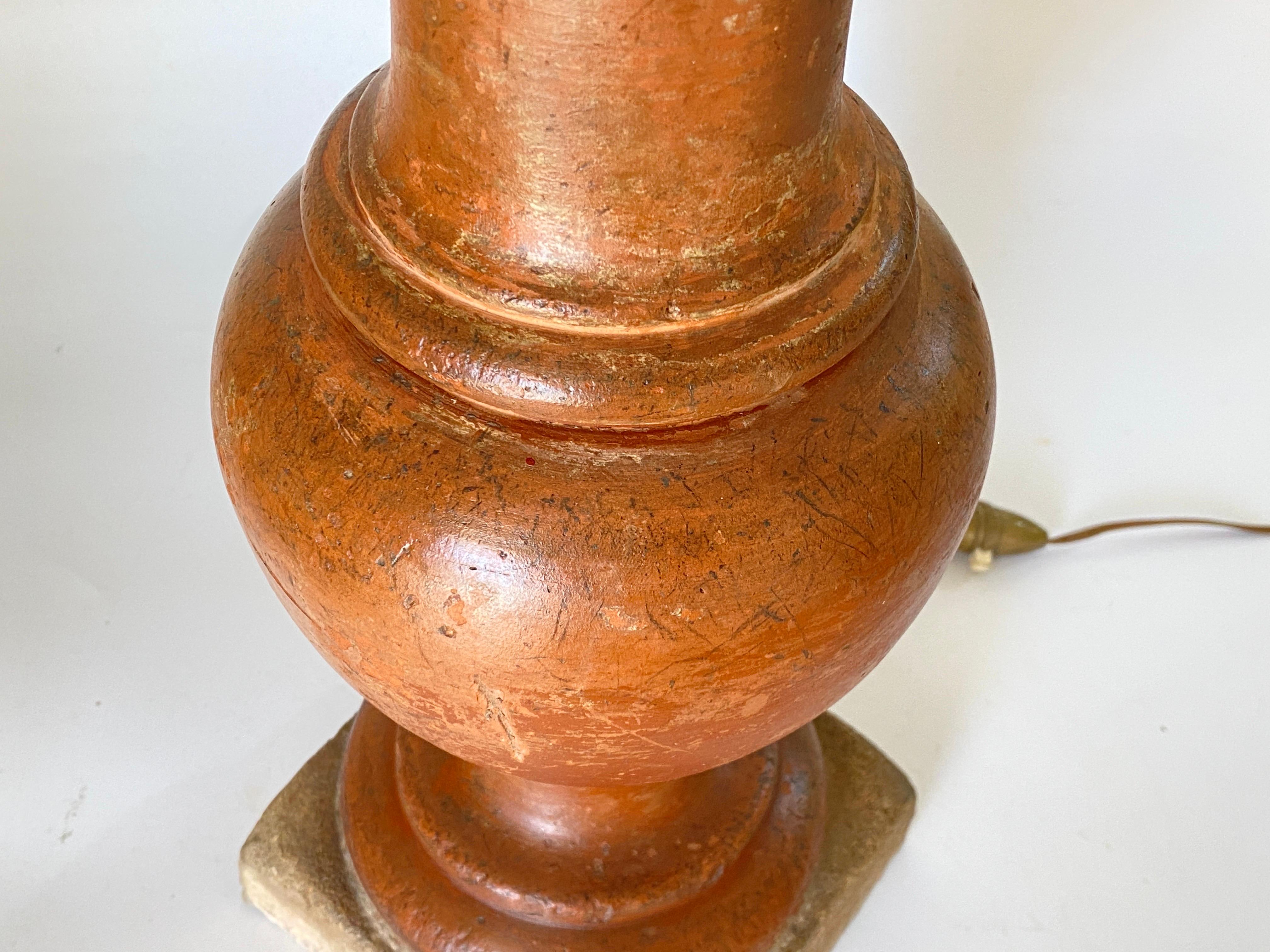 Tall French Neoclassical Terracotta Baluster Lamp, Brown Color, 19th Century For Sale 9